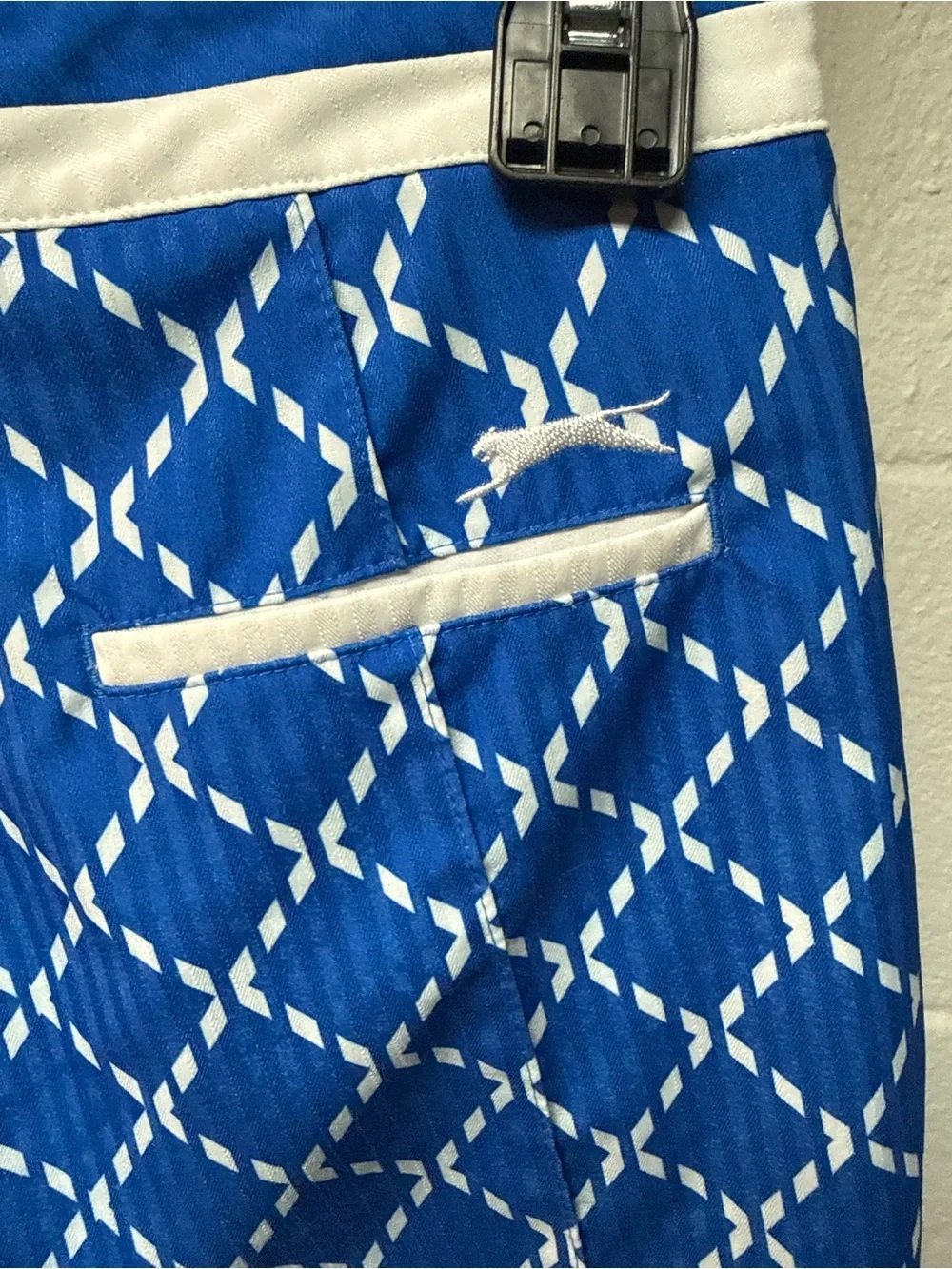 Slazenger Blue and White Diamond-Print Athletic Shorts